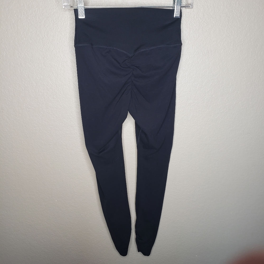 Gymshark Whitney Simmons Butt Scrunch Rib Waist Black Leggings - Picture 4 of 10